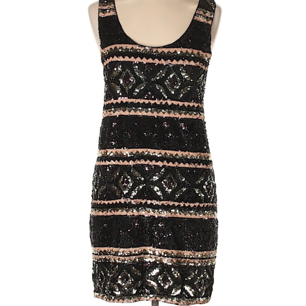 Free People Black and Blush Sequin Tank Dress